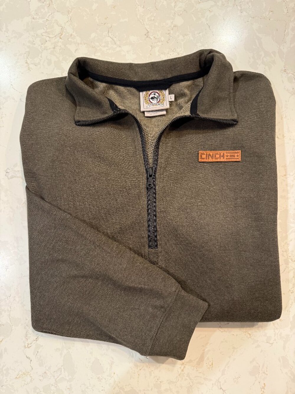 Cinch Olive Green 1/4 Zip Pullover SZ L